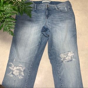Torrid Boyfriend Jeans with holes and Lace Size 10